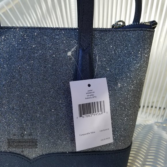 kate Spade SMALL Lola Satchel Dusk Navy Glitter - Picture 7 of 10